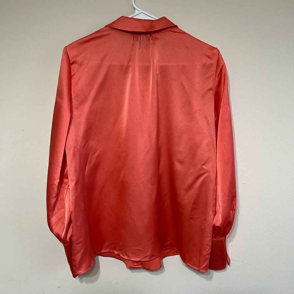 Halogen Orange Button Down Blouse Career Wear Sma… - image 6